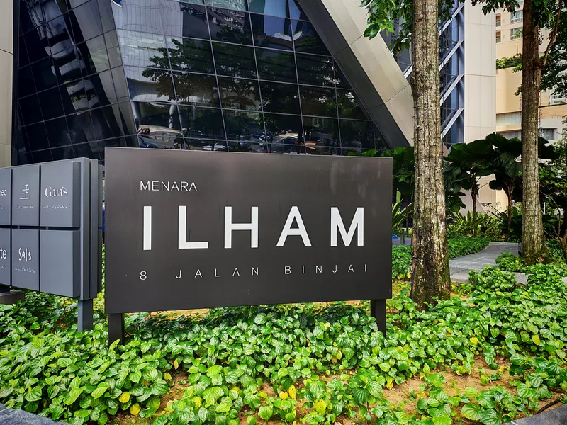 Menara Ilham signage at 8 Jalan Binjai