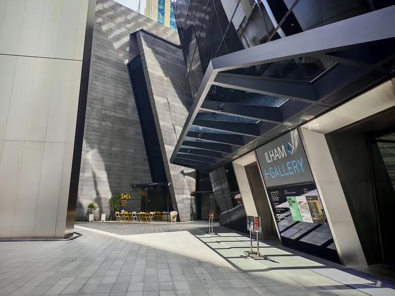 ILHAM Gallery entrance and drop-off at the base of the tower