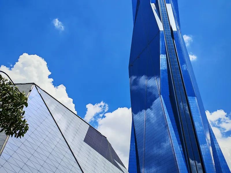 Menara Merdeka 118 glass fa&ccedil;ade against the sky